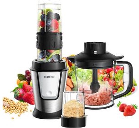 MensStore 3-In-1 Multifunctionele Keukenmachine - Foodprocessor - Draagbare Juicer - Blender - Smoothie Mixer - 700W van MensStore