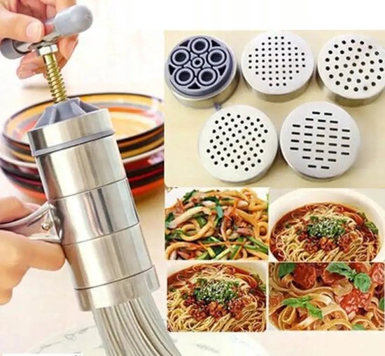 Merkloze handmatigee Pastamachine - 5-in-1 Spaghetti- en Deegmaker