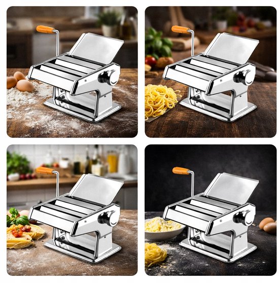 Merkloze Pastamachine & Deegmaker 3-in-1 - RVS, 6 Dikte-instellingen