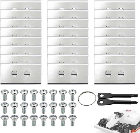 Mes voor Mammotion LUBA 2 robotmaaier, reservemesjes voor Mammotion YUKA, LUBA Mini en YUKA Mini, reservemessen met 24 schroeven grasmaaier, 2-gaats precisiemessen met 2 schroevendraaiers, 24 stuks