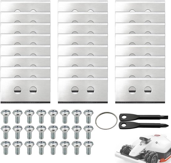 Mes voor Mammotion LUBA 2 robotmaaier, reservemesjes voor Mammotion YUKA, LUBA Mini en YUKA Mini, reservemessen met 24 schroeven grasmaaier, 2-gaats precisiemessen met 2 schroevendraaiers, 24 stuks
