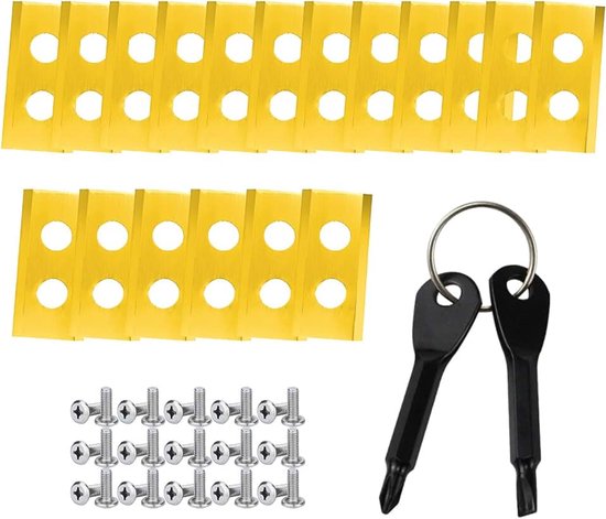 Mes voor robotmaaier, 18 stuks, met schroeven en zwarte schroevendraaier, reserveonderdelen, accessoires, titanium messen en gemodificeerde schroevenset voor robotmaaiers