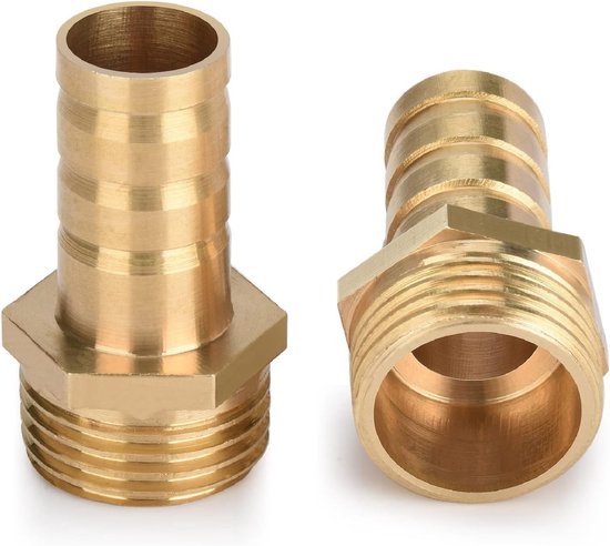 Messing Slanguitloop en Slangverbinder, 1/2 Inch AG x 1/2 Inch Tulle (14mm), 2 Stuks voor Tuin en Watergebruik van Merkloos