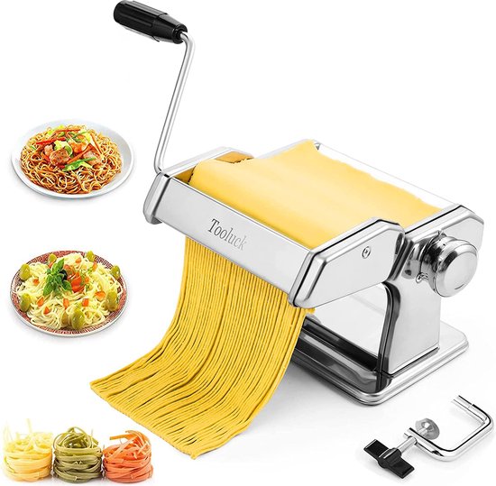 met 2-in-1 deegsnijder en 7 dikte-aanpassingen voor zelfgemaakte pasta, spaghetti, met handleiding en recepten in het Italiaans van MET