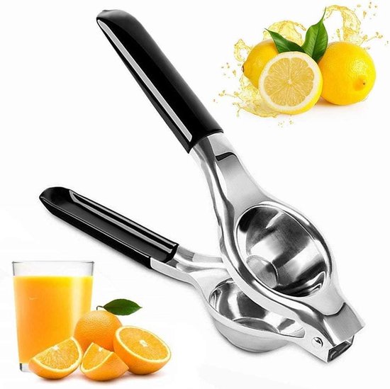 Metal Lemon Squeezer Lime Press with Silicone Handle (Black) van Merkloos