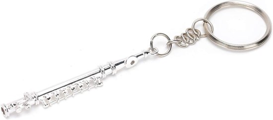 Metalen fluit sleutelhanger met levensecht ontwerp voor sleutels en decoratie, 11 cm, perfect als cadeau voor muziekliefhebbers en kunstliefhebbers van Merkloos