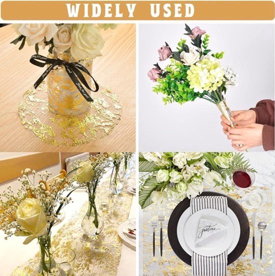 Metallic Goud Tafelkleed voor Bruiloft - Glanzend en Glinsterend - Bladgoud - Feestelijke Tafeldecoratie van Merkloos