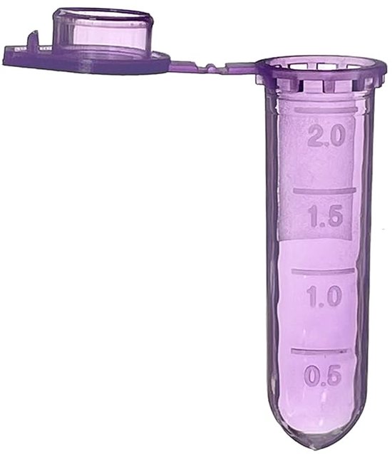 Microcentrifuge Buisjes - Reageerbuizen monsterflacon - Laboratorium onderzoek - Afgerond bodem kliksluiting - 2 ml 500 stuks - Paars van Merkloos