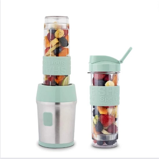 Milkshake Machine - Cocktailshaker Met 2 Smoothie Beker 2x570 ml - Draagbare Smoothie Maker Met Deksel To Go - Groen van Mi