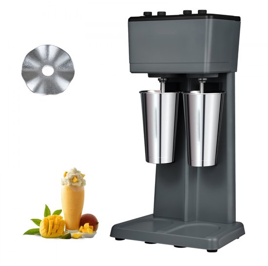 Milkshake Machine - Dubbele Drinkmixer - Vermogen 500 W - 3 Snelheden 15000-21000 RPM - 2x 820 ml RVS Bekers - Voor Milkshakes & Eiwitshakes - Cocktailmixer