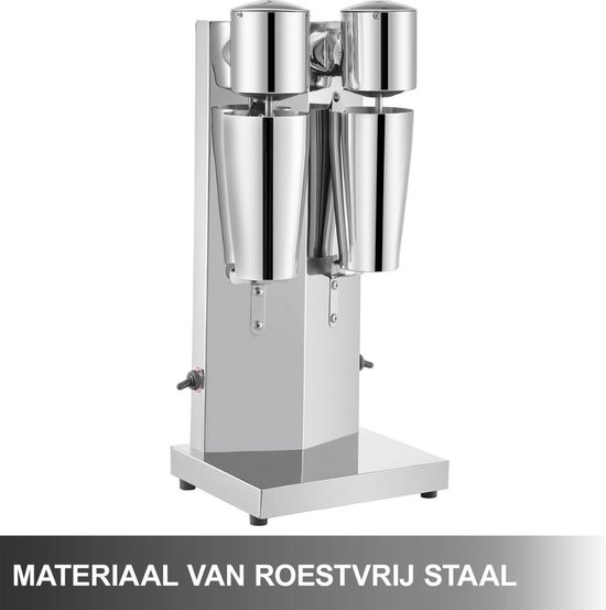 Milkshake Machine - Milkshake Maker - Elektrische Blender - Milkshaker - Inclusief 2 Bekers - 0.8L - 180W - Zilver