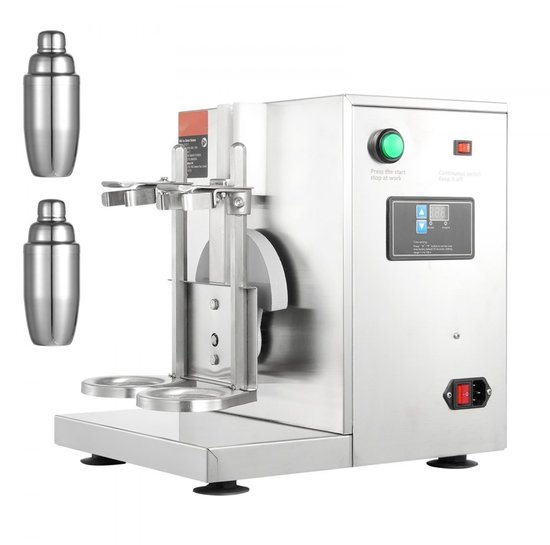 Milkshakemachine - Dubbele Kop Milkshake Mixer & Melkthee Shaker - Vermogen 120 W - Instelbare Timer 0-180 s - Roestvrijstalen Beker 750 ml - Commercieel Gebruik van Merkloos