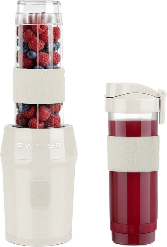 Mini blender 300W - 2 drinkflessen 570 ml - beige - perfect voor smoothies - ShopVlot