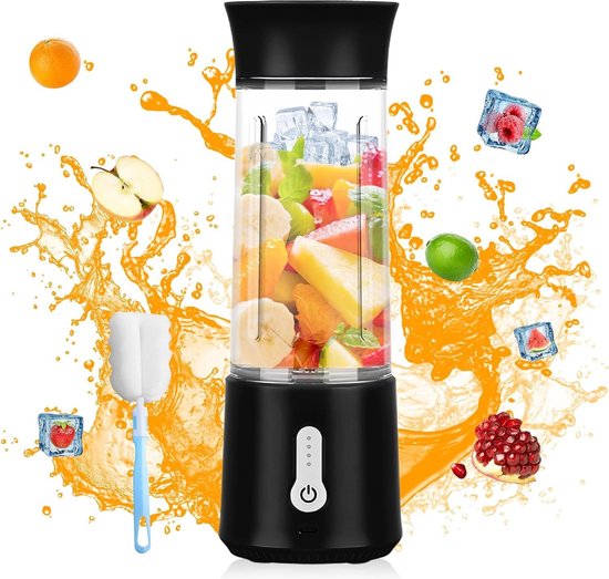 Mini-blender 500 ml - Draagbare mixer zwart - USB-oplaadbaar - Smoothiemaker voor keuken fitnessstudio - Draagbare mini-mixer voor outdoor kantoor - Thuis camping en reizen van Merkloos