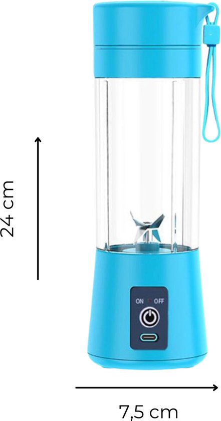 Mini Blender - Blauw - Draadloos & Draagbaar - Smoothie Maker - Sapcentrifuge - Mini Juicer - Sap maker - Mini Mixer - USB Oplaadbaar - Vruchtensap - Cup - Fles - Reis - Portable van MINI