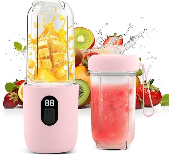 Mini Blender Draagbaar – Smoothiemaker met 500ml Fles | USB Oplaadbaar | Voor Gezin, Kamperen & Sporten | To Go Mixer