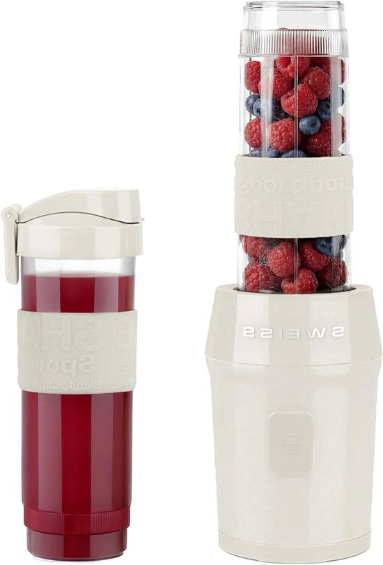 Mini Blender - Draagbare Mixer - Smoothies Maken - 4 Roestvrijstalen Messen - 2 Flessen 570ml - Beige