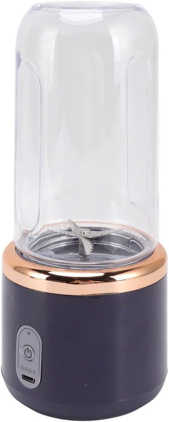 Mini Blender - Draagbare Sapper - Onderweg Sappen - 6 Stalen Messen - 300 ml - Zwart