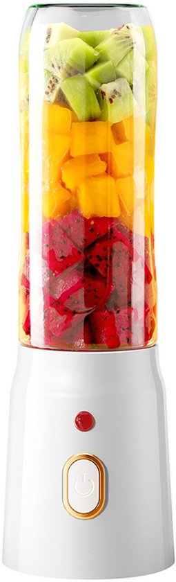 Mini Blender - Fruit- en Groentepers - 450ml - 40W - Snel en Gemakkelijk - 10 RVS Bekerbladen - USB Oplaadbaar - Sap - Beker - Fles - Reis - Draagbaar van Tisenco