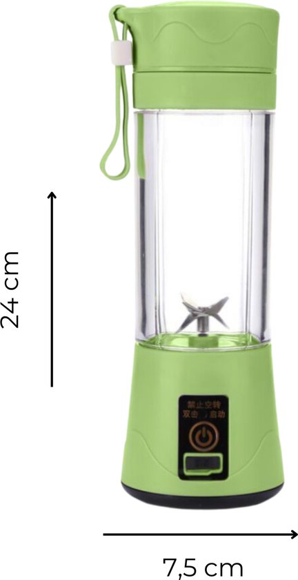 Mini Blender - Groen - Draadloos & Draagbaar - Smoothie Maker - Sapcentrifuge - Mini Juicer - Sap maker - Mini Mixer - USB Oplaadbaar - Vruchtensap - Cup - Fles - Reis - Portable van Merkloos