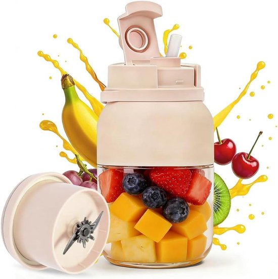 Mini Blender - Persoonlijke Blender - Gezonde Smoothies Maken - Draagbaar en Oplaadbaar - 300 ml - Wit