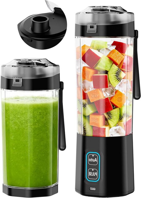 Mini Blender - Persoonlijke Blender - Gezonde Smoothies Maken - Draagbaar en Oplaadbaar - 400 ml - Wit