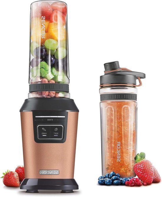 Mini Blender - Smoothie Maker - Gezonde Drankjes Maken - Twee Programma's - 06 L Fles - Goud