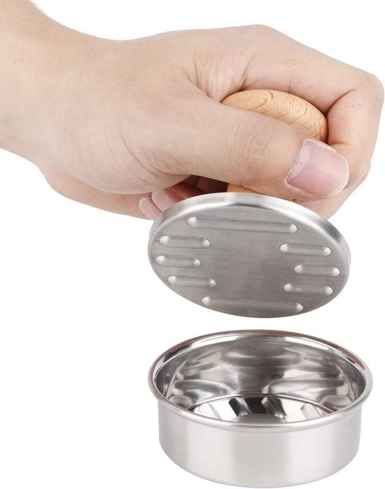 Mini Burger Press - RVS Hamburger Patty Maker met Houten Handvat voor Perfecte Burgers, 7.8cm/3.1inch, Ideaal voor Kinderen en BBQ's van Merkloos