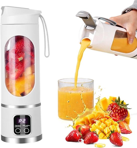 Mini draagbare mixbeker 450 ml - elektrische USB-sapcentrifuge - 12 roestvrijstalen messen - Vemera