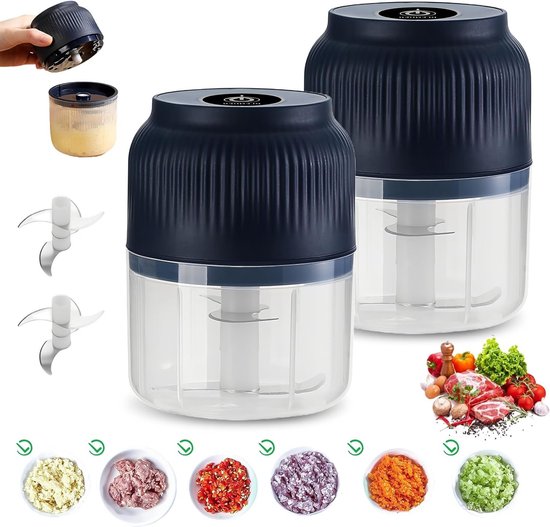 Mini Elektrische Hakker 300 ml Draadloze Hakker voor Keuken met USB-aansluiting - Ideaal voor Knoflook, Uien, Groenten en Noten