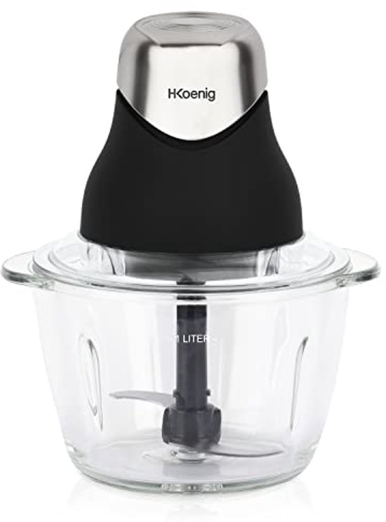 Mini Elektrische Hakker voor Koken en Bereiden van Pesto, Peterselie, Noten en Knoflook - Gegradueerde Glazen Kom 1L en Roestvrijstalen Messen van Merkloos