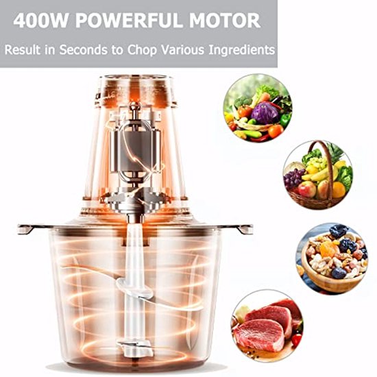 Mini Food Chopper 400W - Elektrische Groentehakker en Babyvoeding Chopper met Roestvrijstalen Kom van Merkloos