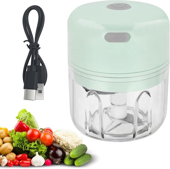 Mini Hakmolen Elektrisch - 250ML - Groentesnijder - Babyvoeding blender - Foodprocessor - USB Oplaadbaar - Blender - Keukenmachine - Portable Chopper