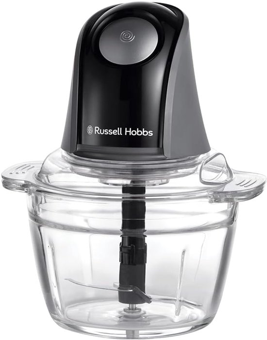 Mini Hakmolen - Elektrische Keukenmachine - Groentehakker - Vleeshakker - Uienhakker - Knoflookhakker - 1 Liter Kom - 2 Snelheden - RVS Messen - 350 Watt Piekvermogen - Vaatwasserbestendig - Mat Zwart