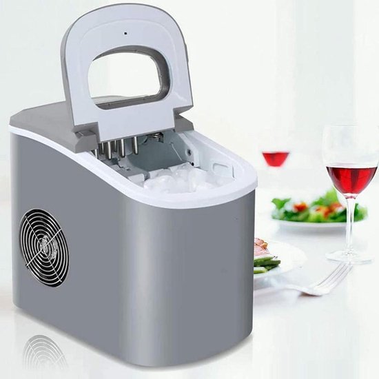 Mini IJsblokjesmachine - Aanrecht IJs Maker - Snelle IJsproductie - Twee IJsgroottes - 15 kg per dag - Grijs