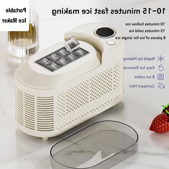 Mini IJsblokjesmachine - Aanrecht IJsmaker - Drankjes Koelen - Stille Werking - 8 Blokjes/10 Min - Paars