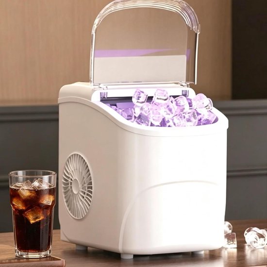 Mini IJsblokjesmachine - Aanrecht Machine - Dranken Koelen - Twee IJsvormen - 12 kg Per Dag - Wit van MINI