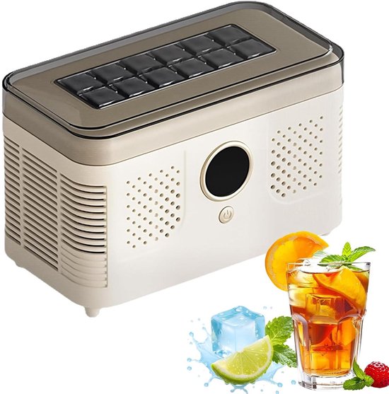 Mini IJsblokjesmachine - Draagbare Maker - Snel IJs Maken - Dual Power Opties - 12 Blokjes Per Keer - Crèmegeel van MINI