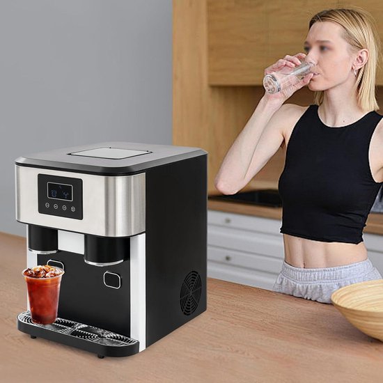 Mini IJsblokjesmachine - IJsmaker Crushed IJs - Drankjes Koelen - 3-in-1 Functie - 16 ijsblokjes/cyclus - Zwart van MINI