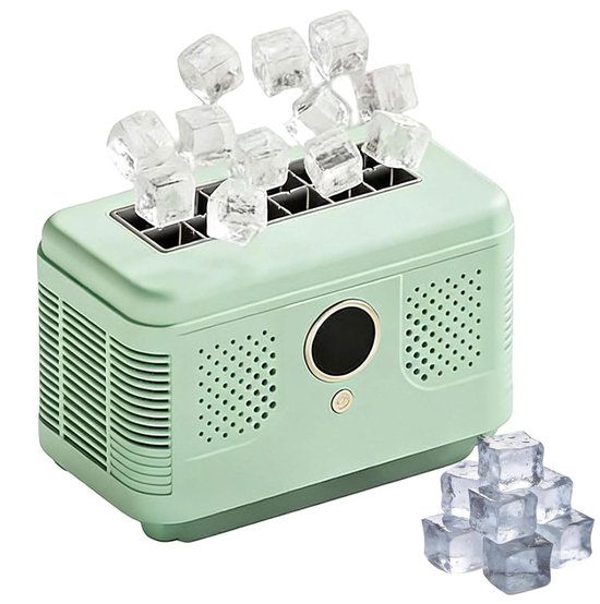 Mini ijsmachine - Draagbare ijsbox - Snelle ijsproductie - 12 blokjes per 15 min - 1.9 kg - Groen