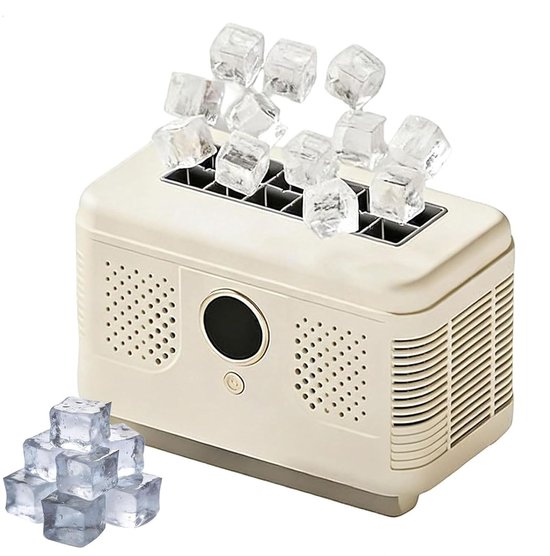 Mini Ijsmachine - Draagbare IJsmaker - Drankjes Koelen - Snelle IJsproductie - 12 Blokjes Per Batch - Geel