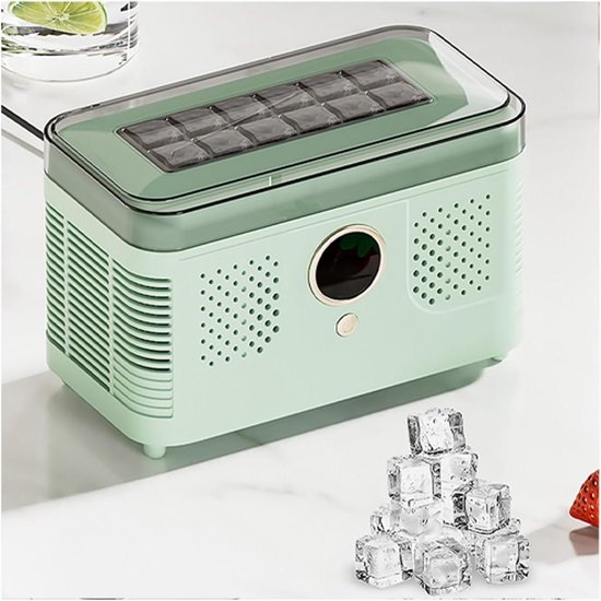 Mini Ijsmachine - IJsmaker Aanrecht - Dranken Koelen - 12 Blokjes Per Cyclus - 15-20 Minuten Snel - Avocado Groen