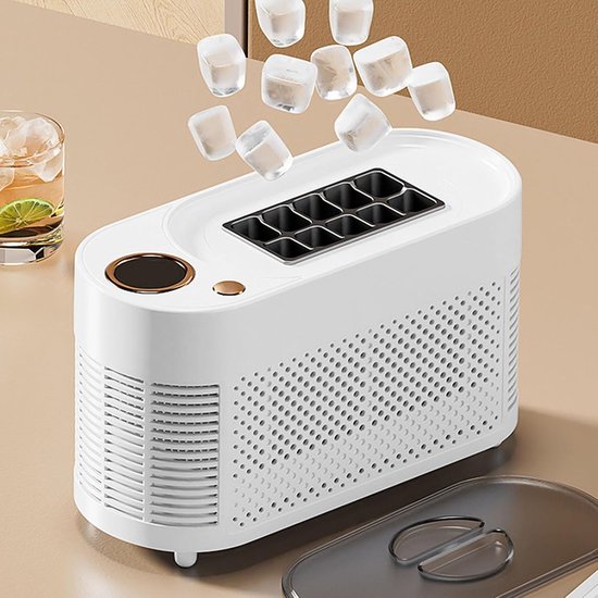 Mini Ijsmachine voor op Het Aanrecht 10 Ijsblokjes in 15 Min Draagbare Automatische Ijsmachine voor Thuis Kamperen Kantoor Bar Feest Auto Mini - wit(EU-stekker) van MINI