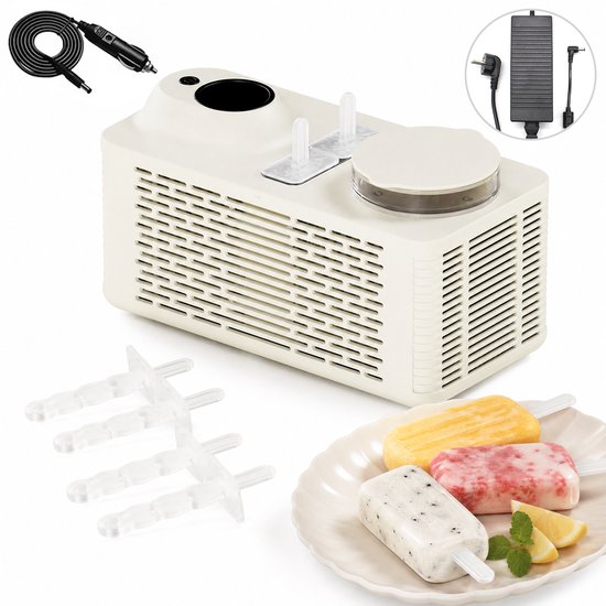 Mini IJsmaker - 2 Ijsjes in 30 Min, 150W, Draagbaar - Werkt op 12V Auto & Thuis - Gezond & Snel - Zachtgeel van MINI