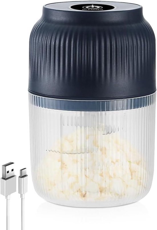 Mini Keukenmachine - Elektrische Hakker - Snel Ingrediënten Snijden - Draadloos USB Opladen - Compact Formaat - Zilver