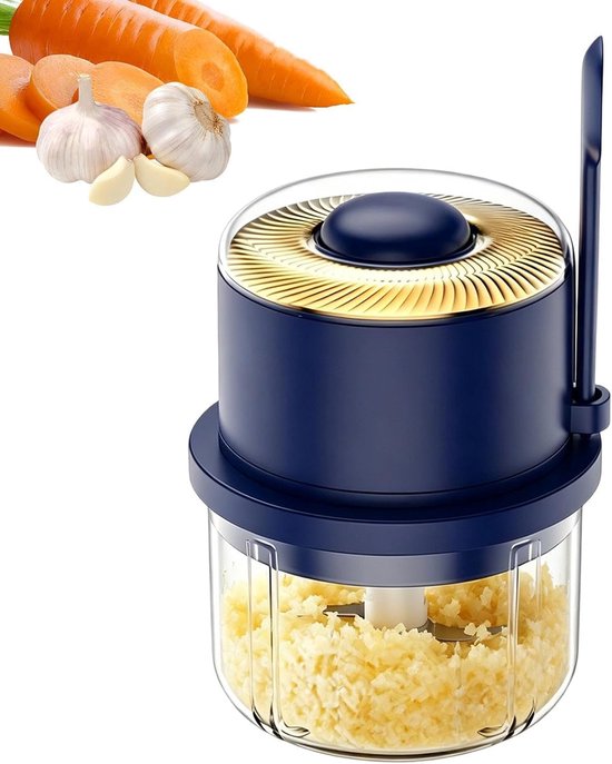 Mini Keukenmachine - Keuken Gadget - Ingrediënten Hakken - Draadloos Werken - 350 ml Inhoud - Blauw