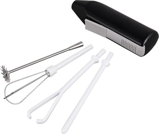 Mini Mixer - Draadloze Klopper - Drankjes Mixen - 5 Delige Set - 8.99 x 15.6 cm - Zwart