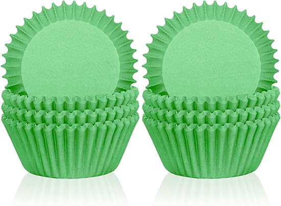 Mini Muffin Bakvormpjes - 200 Stuks Groene Papieren Cupcake Vormpjes voor Taartjes, Gebak en Feestjes zoals Kerst, Verjaardag en Bruiloft van Merkloos