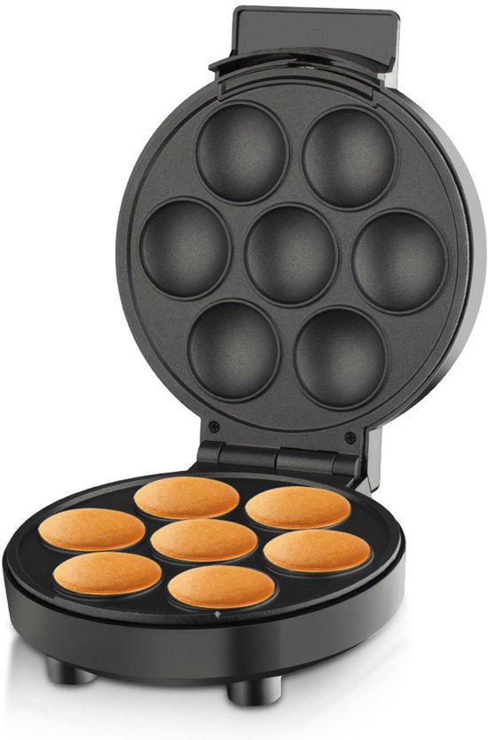 Mini Pannenkoekjesmaker - Elektrische Ebelskiver Poffertjesmaker - Bakt 7 Ebelskivers van 5 cm Zonder Omdraaien - Deense Pannenkoeken en Cake Pops Maker - Voor Snel en Gemakkelijk Ontbijt of Snacks