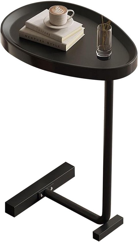 Mini Salontafel in C-vorm, Eenvoudig te Monteren, Elegante Uiterlijk, Ideaal voor Woonkamer en Slaapkamer (Zwart) van Merkloos